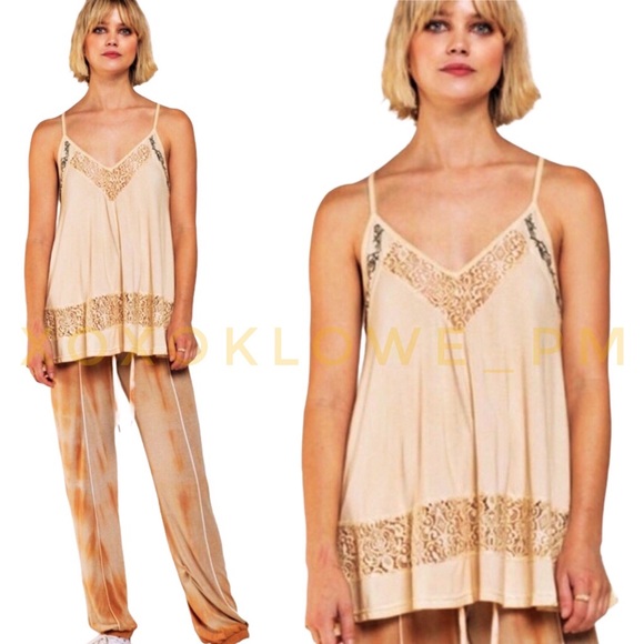POL Honey Gold Boho Embroidered Racerback Tank Top - Picture 7 of 9